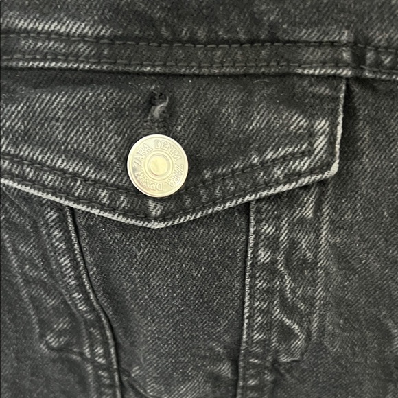 ZARA Black Denim Jacket with Silver Buttons - Picture 3 of 7